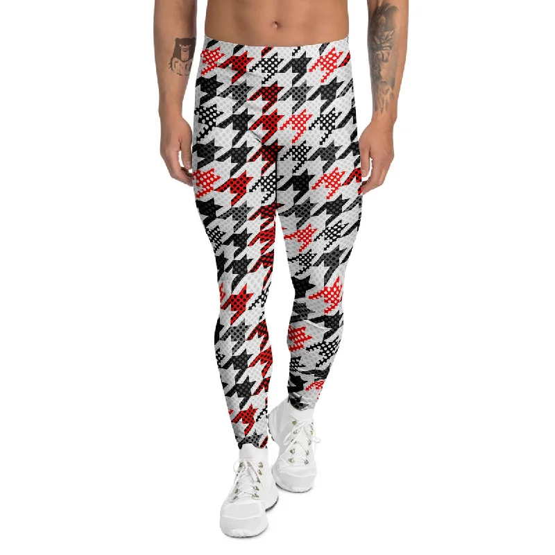 Buy Now Classic Polka Dot In Houndstooth Print Pattern Men's Leggings