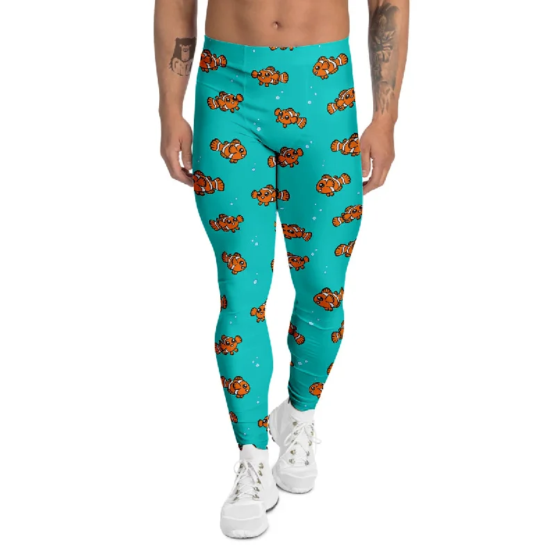 Mega Sale Clownfish Cute Watercolor Blue Print Pattern Men's Leggings