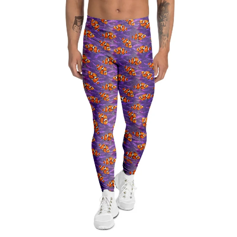 Extra Discounts Clownfish Watercolor Purple Print Pattern Men's Leggings