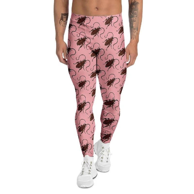 Blowout Deals Cockroach Pink Print Pattern Men's Leggings