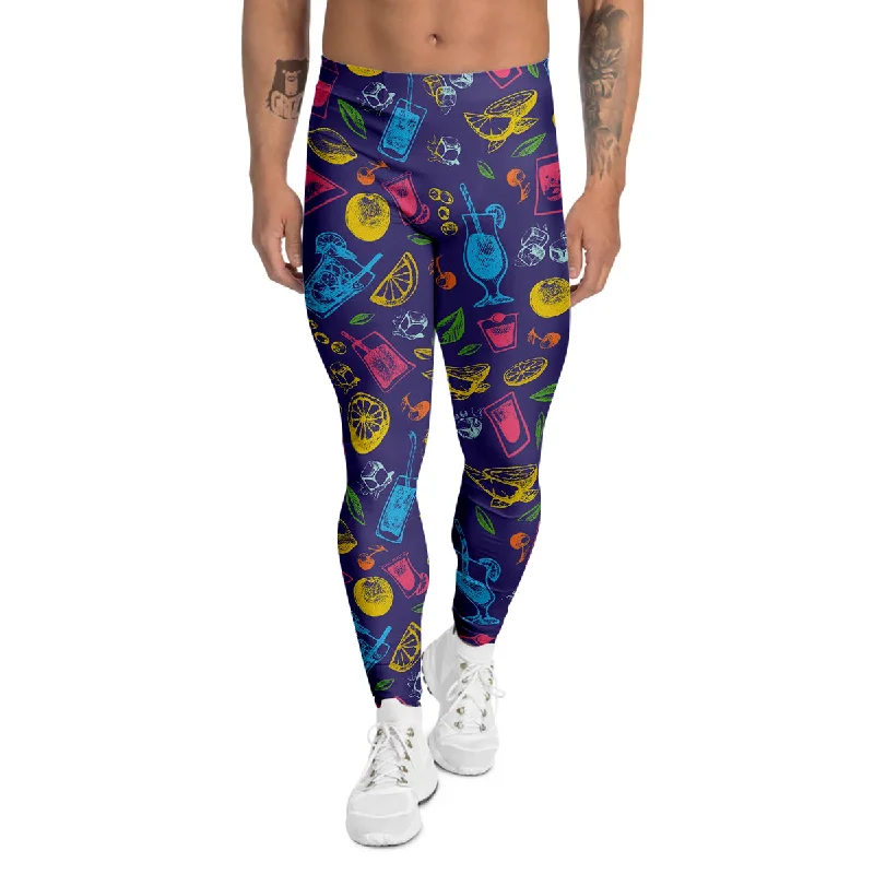 Unbeatable Prices Cocktail Watercolor Print Pattern Men's Leggings