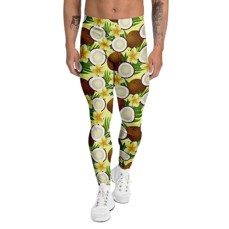 Take Advantage Coconut Beige Print Pattern Men's Leggings