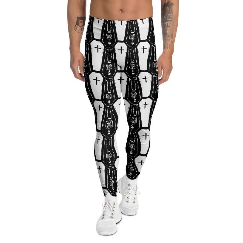 Price Reduction Coffin And Skeleton Print Pattern Men's Leggings