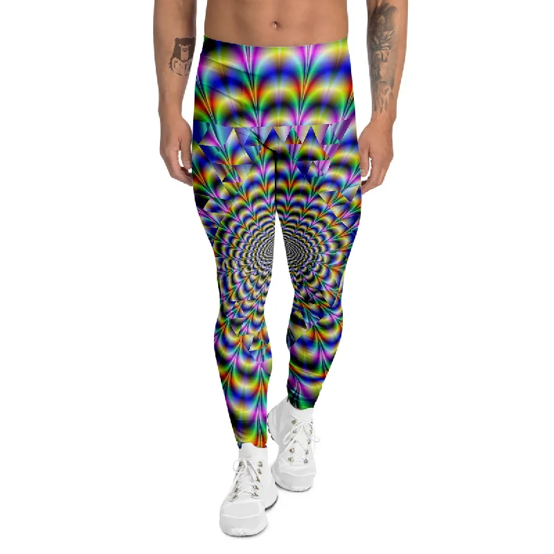 Can't Miss Colorful Psychedelic And Triangle Print Men's Leggings