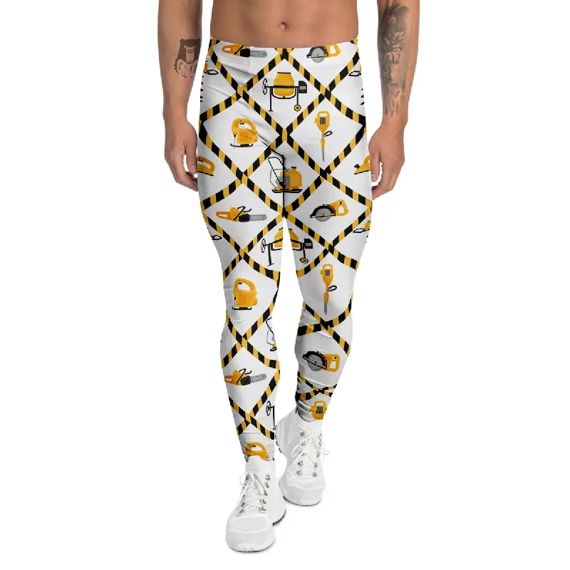 Mega Deal Construction Equipment Yellow Print Pattern Men's Leggings