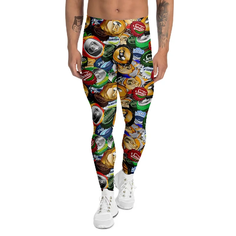 Factory Direct Sale Crumpled Cans And Caps Print Pattern Men's Leggings