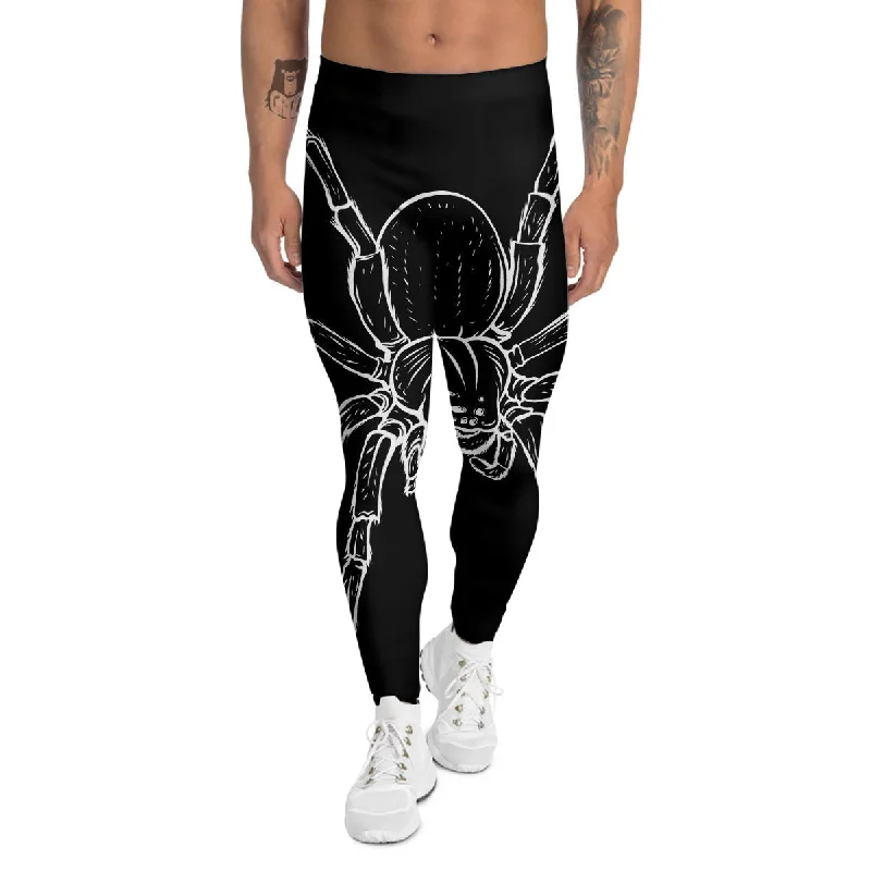 Loyalty Reward Cute Black White Spider Cartoon Print Men's Leggings