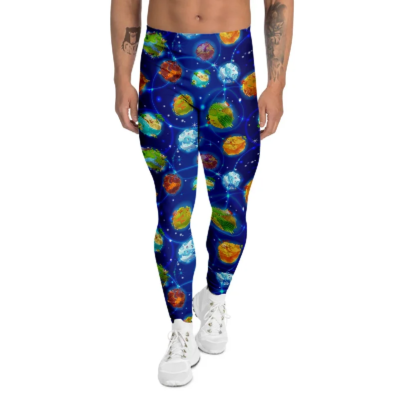 Grand Opening Sale Cute Cartoon Planets Print Pattern Men's Leggings