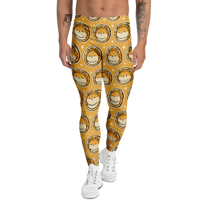 Seasonal Sale Cute Funny Crypto Dogecoin Print Pattern Men's Leggings