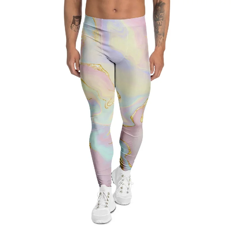 Limited Time Offer Cute Pastel Gold Marble Print Men's Leggings