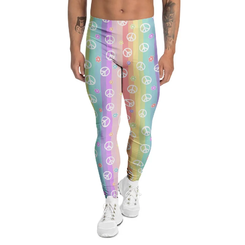 Unbeatable Prices Cute Peace Symbol And Daisy Print Pattern Men's Leggings