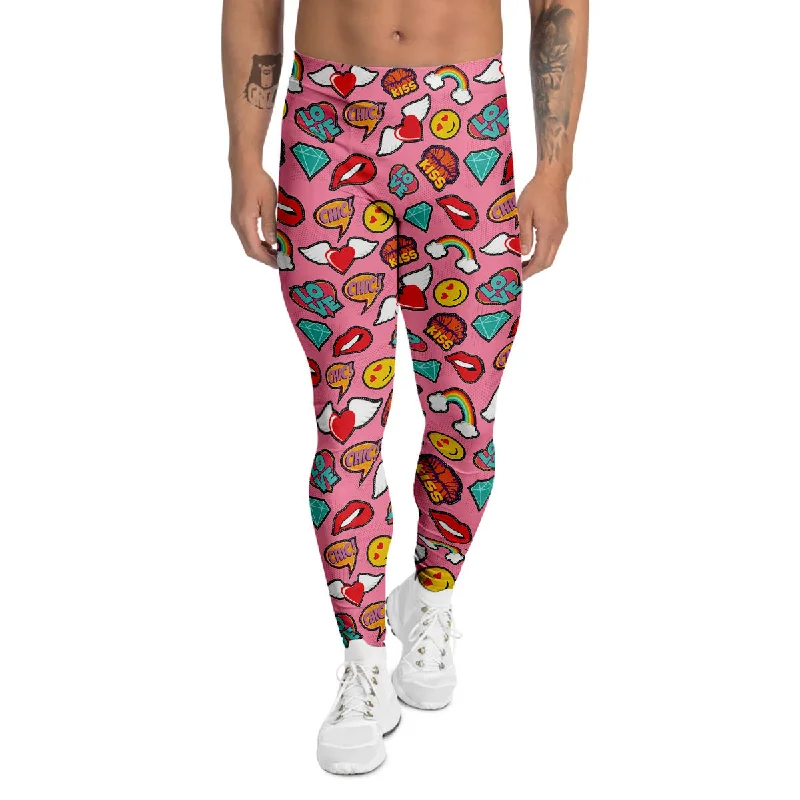 Weekend Deal Cute Pink Girl In Pop Art Style Print Pattern Men's Leggings