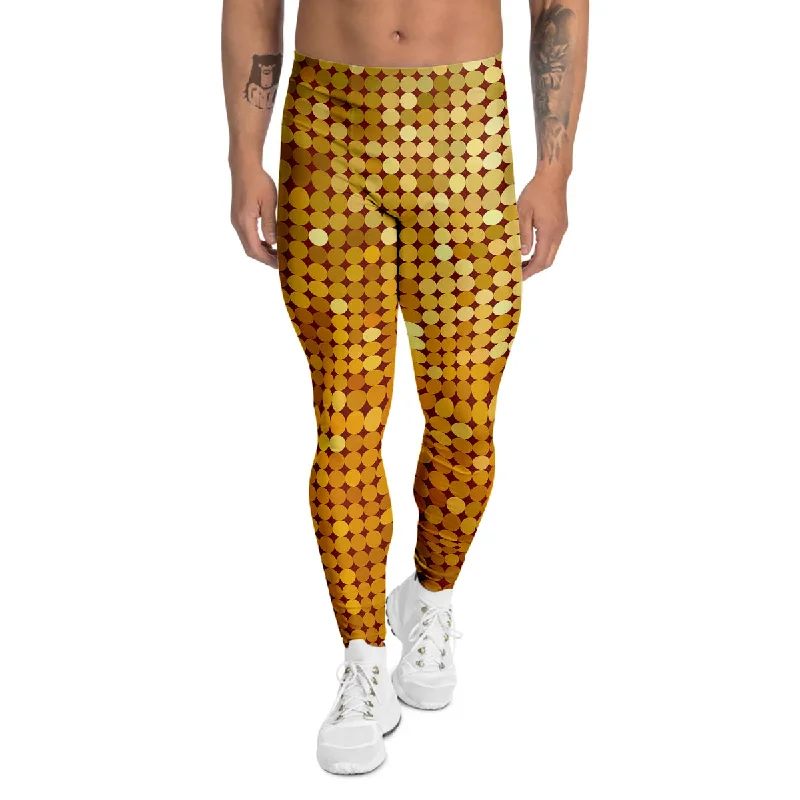Lowest Prices Disco Shiny Golden Texture Print Men's Leggings