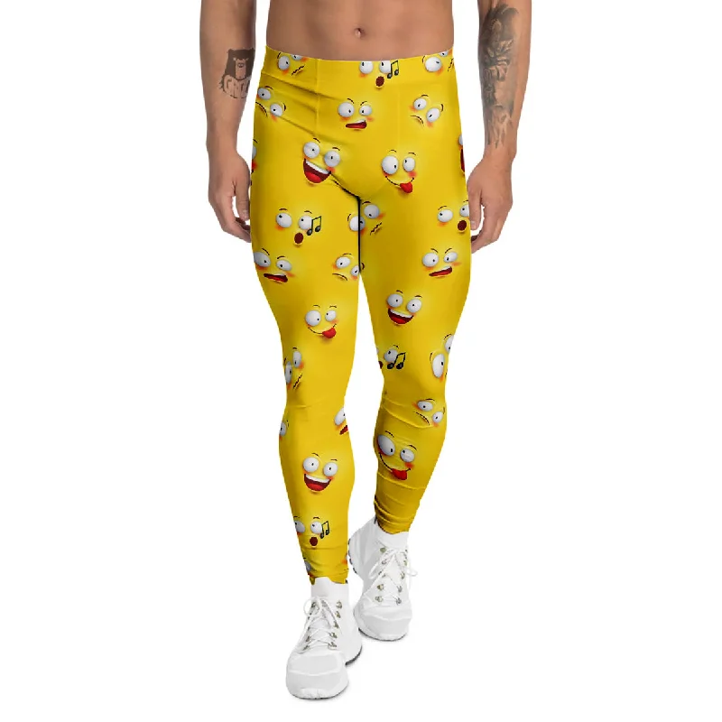 Shop and Save Emoji 3D Face Print Pattern Men's Leggings