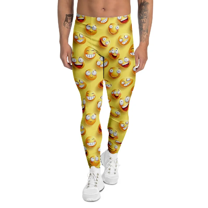 Price Reduction Emoji And Facial Expressions Print Pattern Men's Leggings