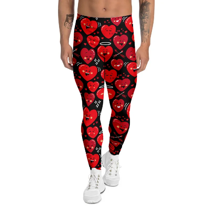 Lowest Price Emoji Hearts Print Pattern Men's Leggings