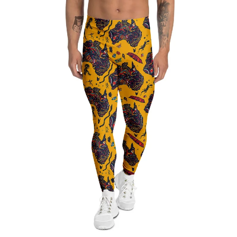 Fantastic Offers Ethnic Australian Map Tattoo Print Pattern Men's Leggings