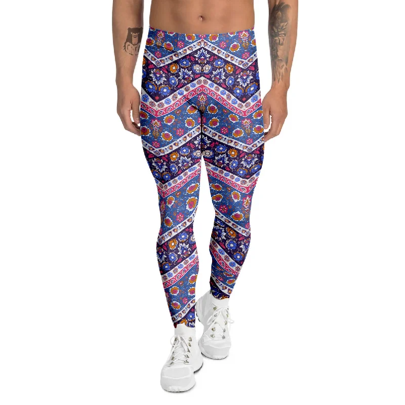 Deep Discounts Ethnic Mandala And Indian Paisley Print Pattern Men's Leggings