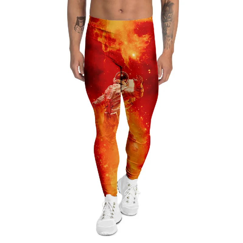 Markdown Madness Fire Astronaut Print Men's Leggings