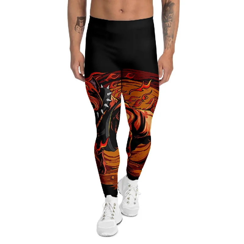 Loyalty Reward Fire Pitbull Print Men's Leggings