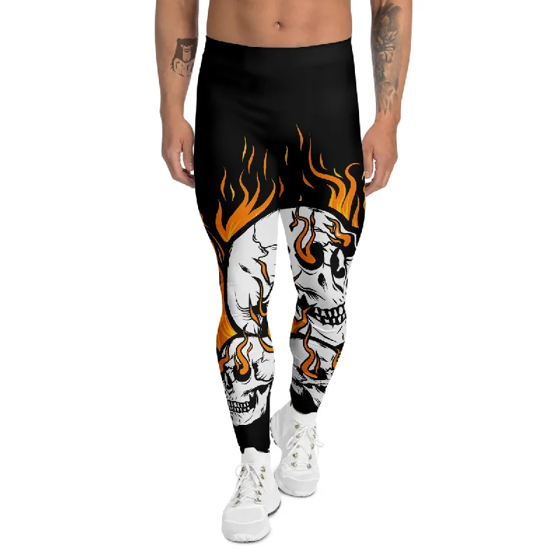 Special Promotion Fire Skull Head Print Men's Leggings