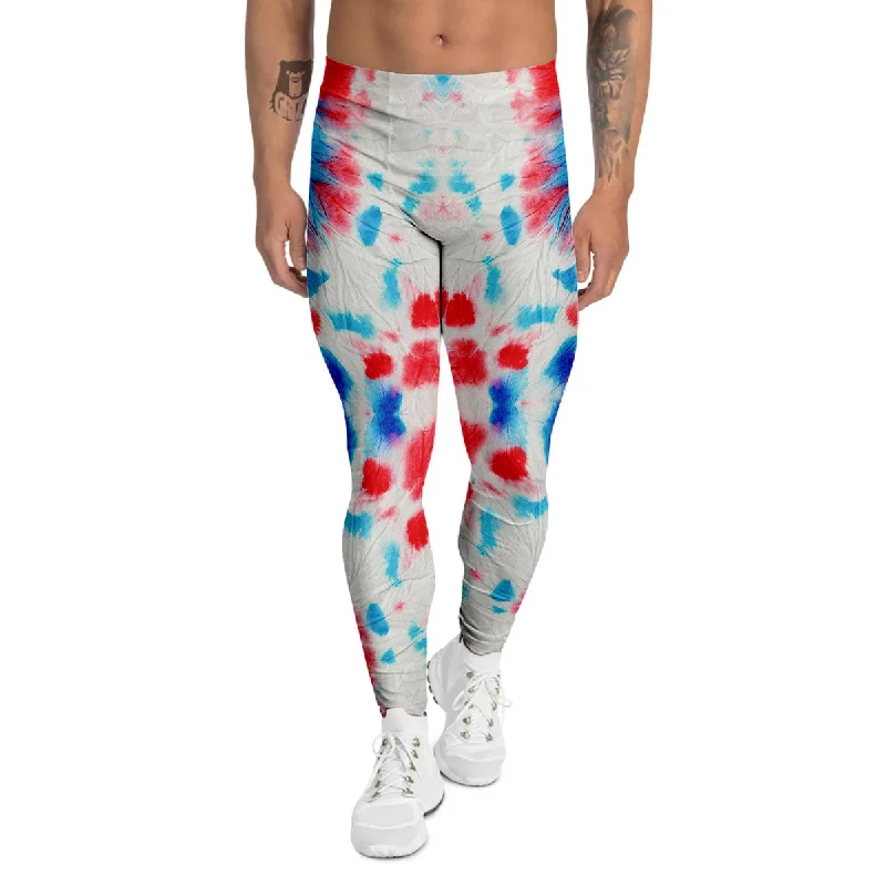 Deal of the Day Flower Abstract Mark Red And Blue Print Men's Leggings