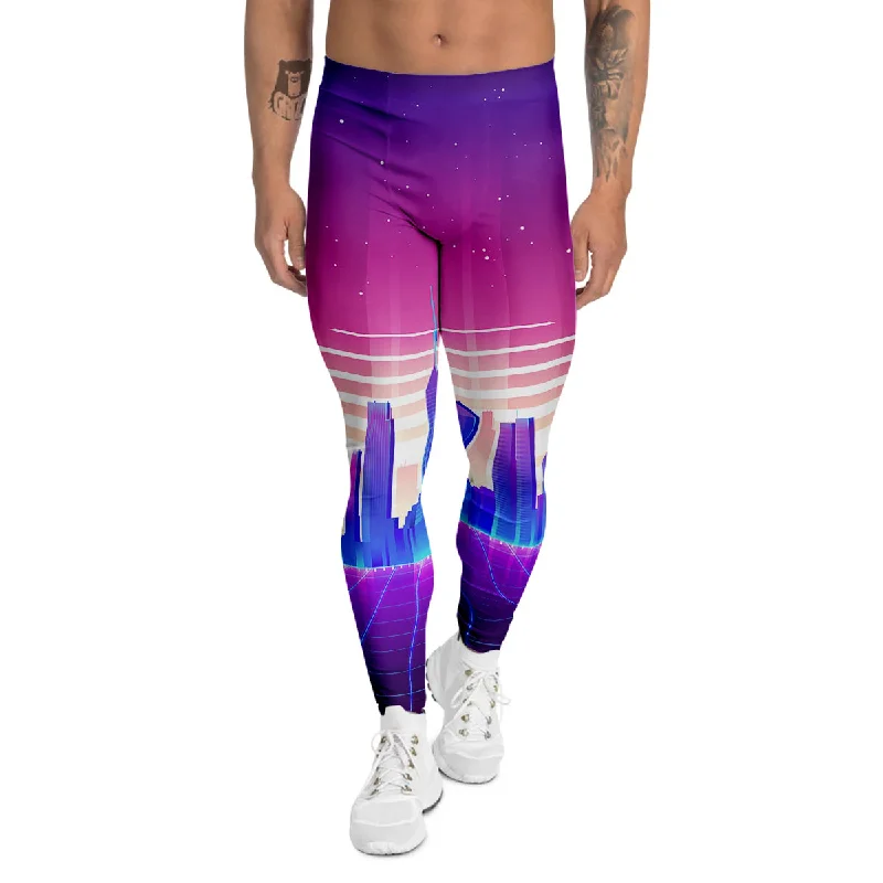 Super Bargain Futuristic City Print Men's Leggings