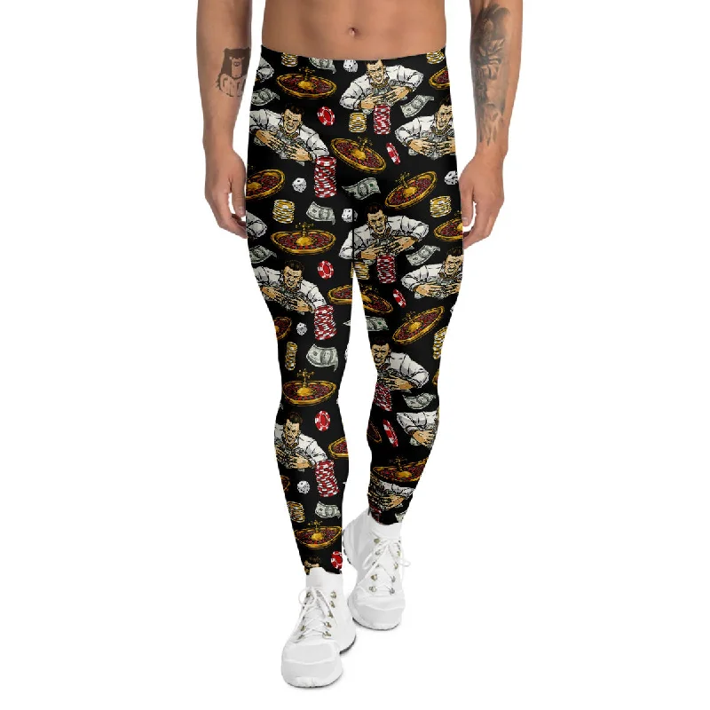 Savings Galore Gambling And Money Vintage Print Pattern Men's Leggings
