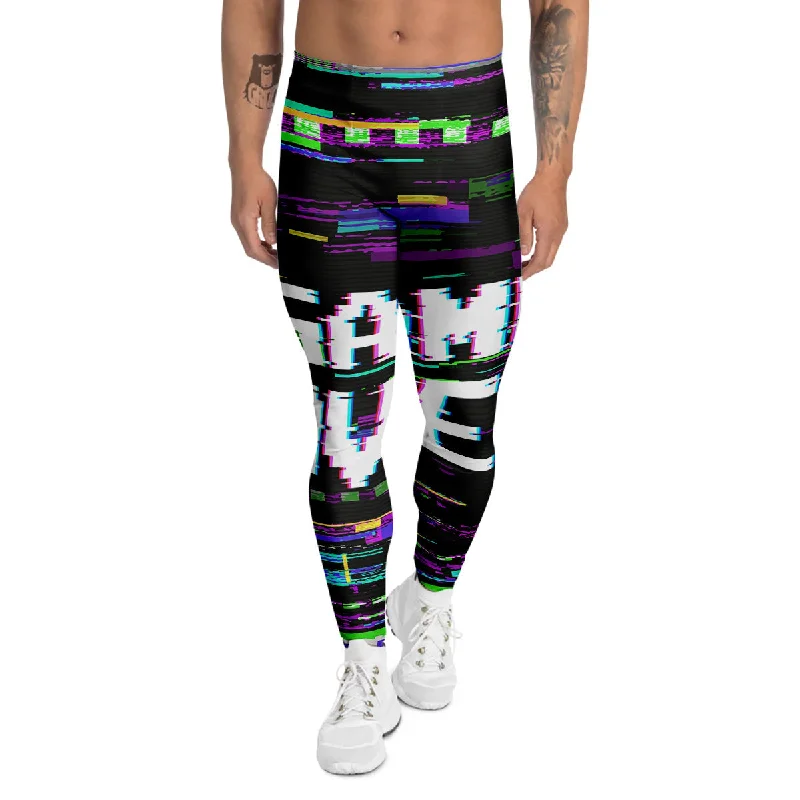 Price Rollback Game Over Text Glitch Effect Print Men's Leggings