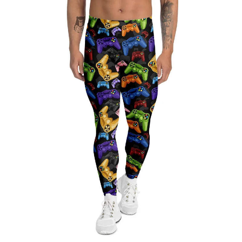 Overstock Game Pads Colorful Print Pattern Men's Leggings