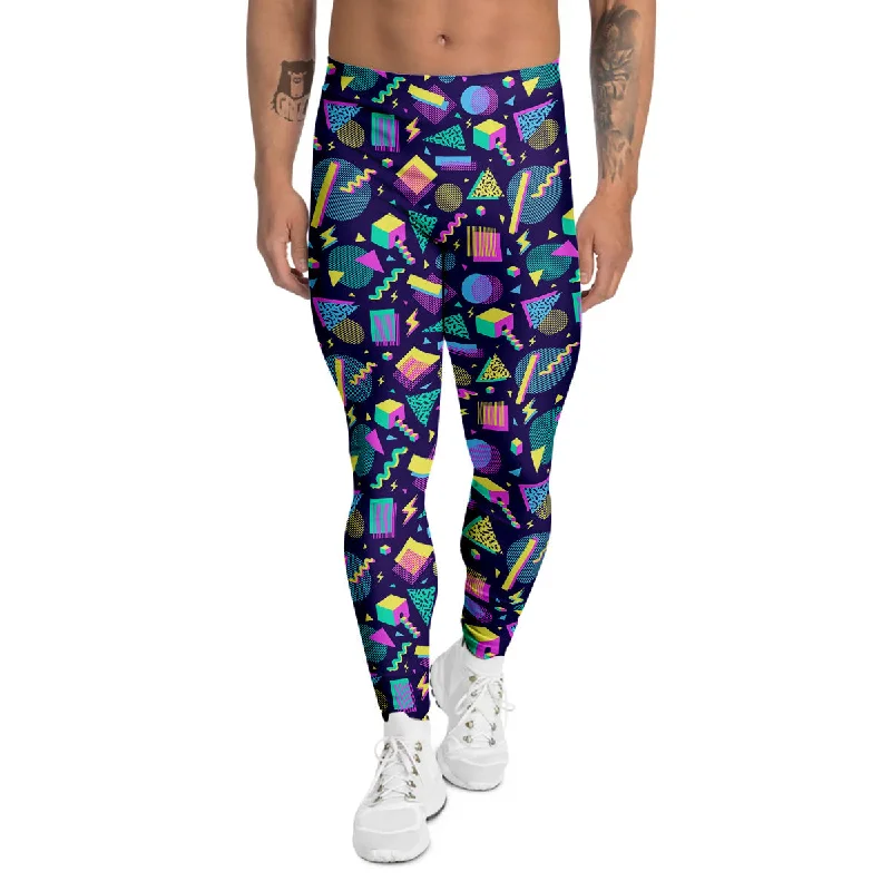 Daily Deals Geometric Shapes Neon Print Pattern Men's Leggings