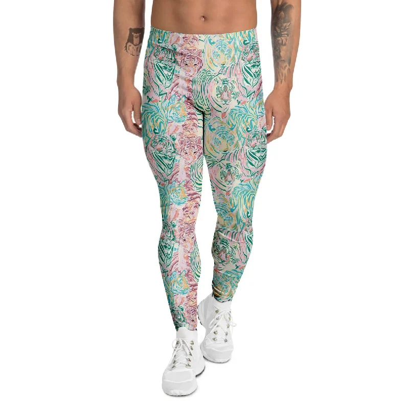Flash Deals Girly Tigers Pastel Print Pattern Men's Leggings