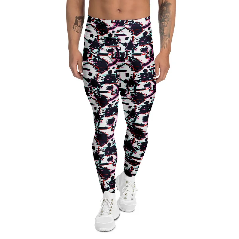 Discount Mania Glitch Effect Print Pattern Men's Leggings