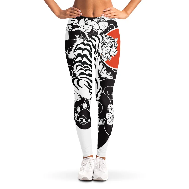Overstock Japanese White Tiger Tattoo Print Women's Leggings