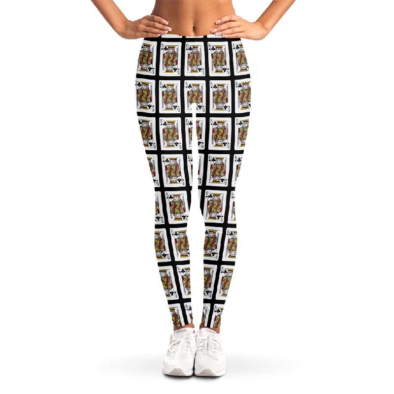 Act Fast King Of Clubs Playing Card Pattern Print Women's Leggings