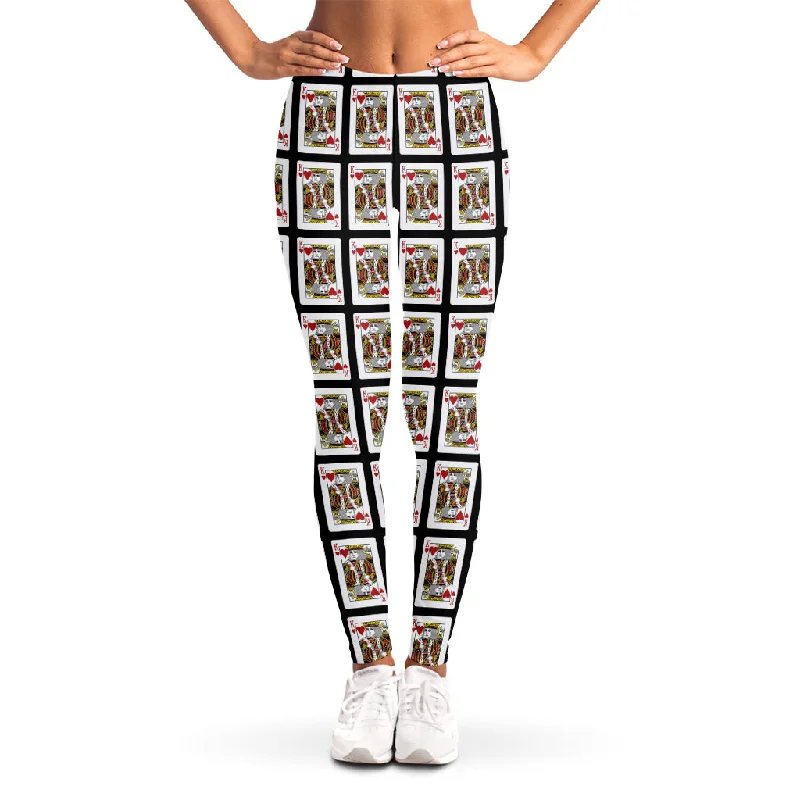 Final Sale King Of Hearts Pattern Print Women's Leggings
