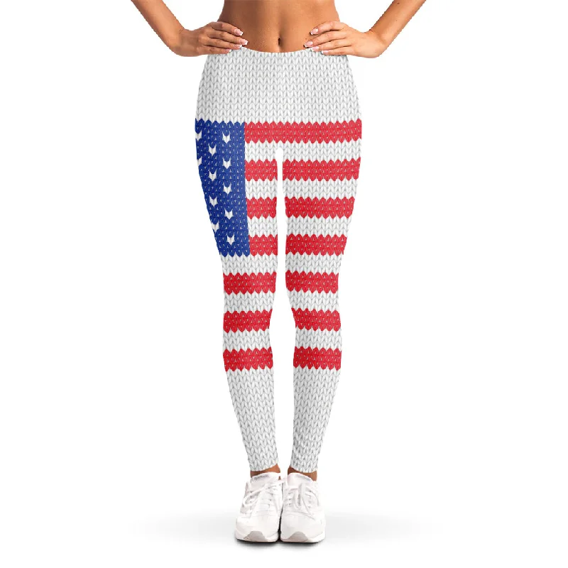 Value Deals Knitted American Flag Print Women's Leggings