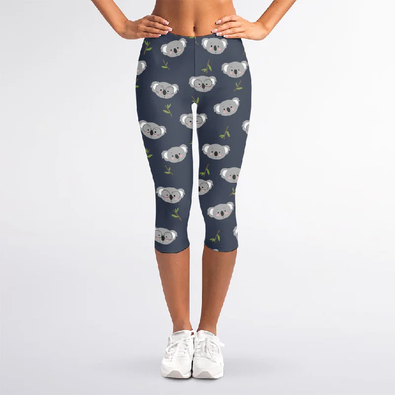 Steals and Deals Koala Bear Pattern Print Women's Capri Leggings