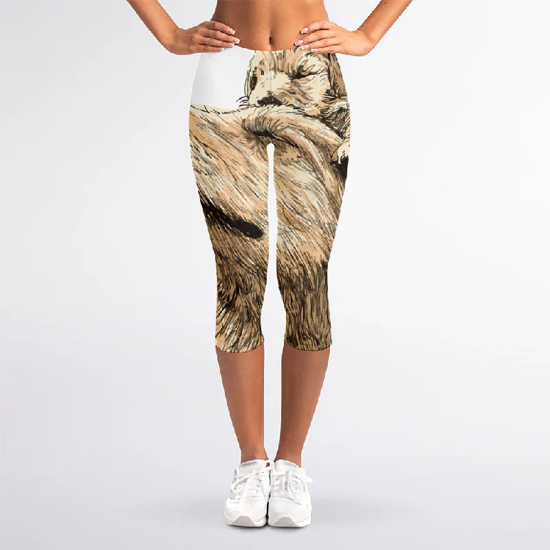 Price Reduction Labrador Retriever And Puppy Print Women's Capri Leggings