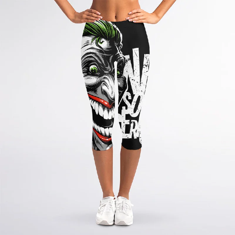 Great Deals Laughing Joker Why So Serious Print Women's Capri Leggings
