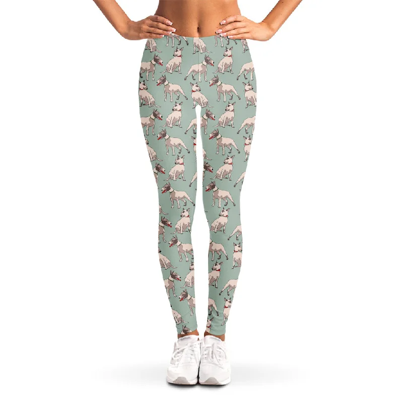Best Bargains Laurel Green Bull Terrier Pattern Print Women's Leggings