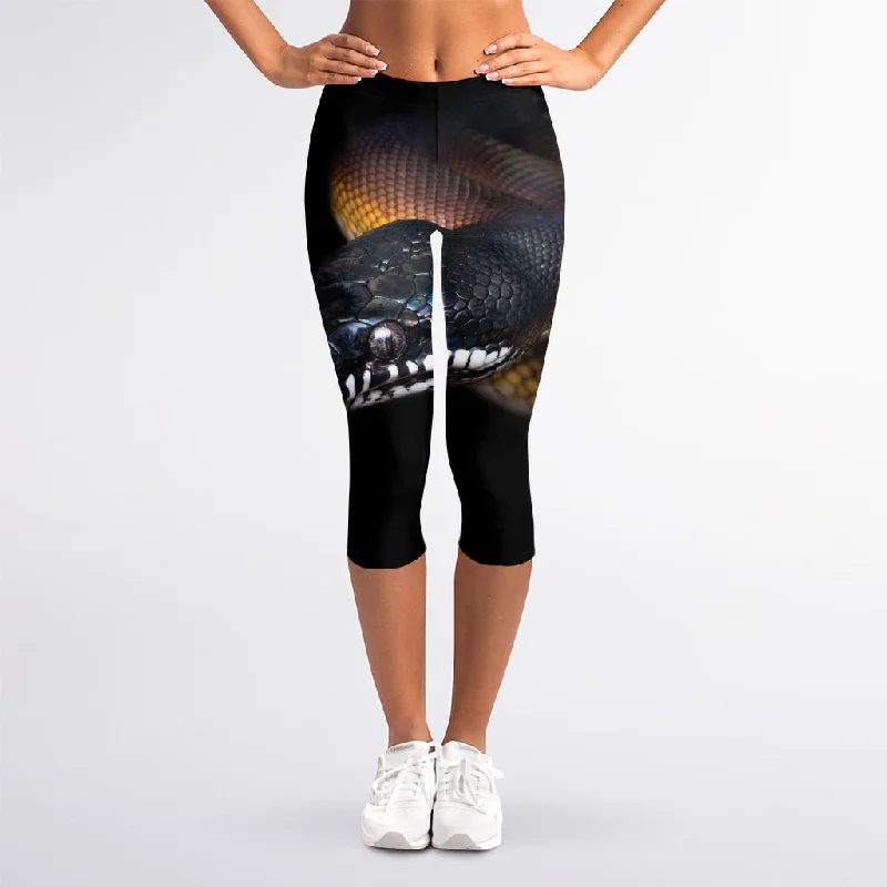 Incredible Offers Leiopython Snake Print Women's Capri Leggings
