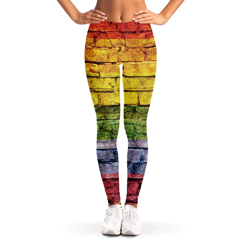 Don’t Miss Out LGBT Pride Rainbow Brick Wall Print Women's Leggings
