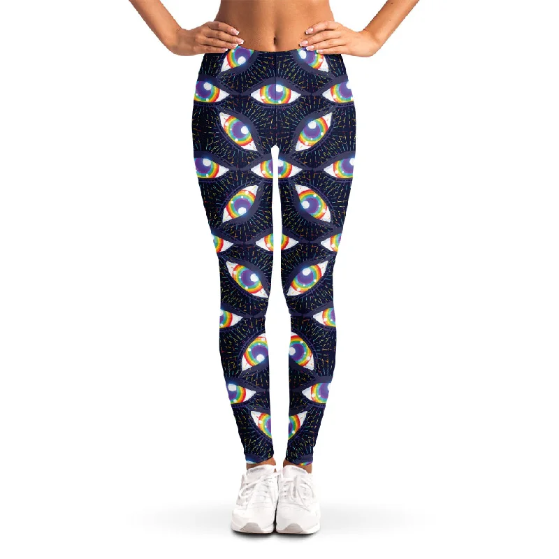 Deal of the Day LGBT Pride Rainbow Eyes Pattern Print Women's Leggings