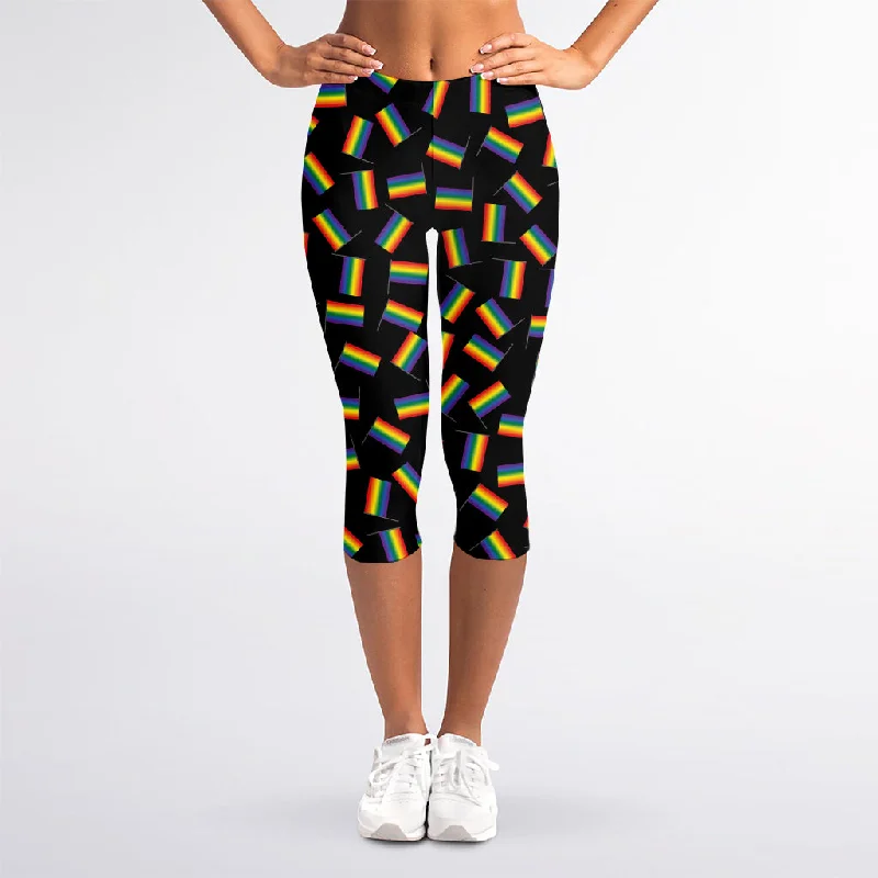 Super Bargain LGBT Pride Rainbow Flag Pattern Print Women's Capri Leggings