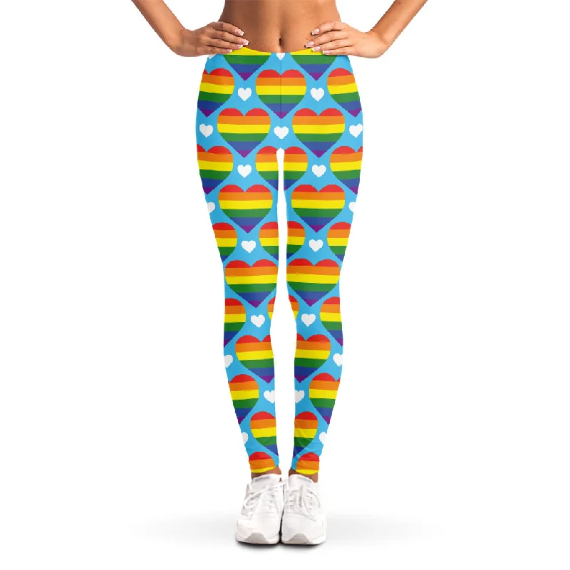 Limited Edition LGBT Pride Rainbow Heart Pattern Print Women's Leggings