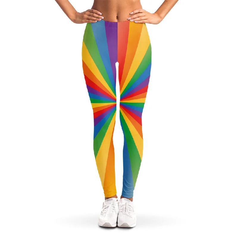 Weekend Special LGBT Pride Rainbow Rays Print Women's Leggings