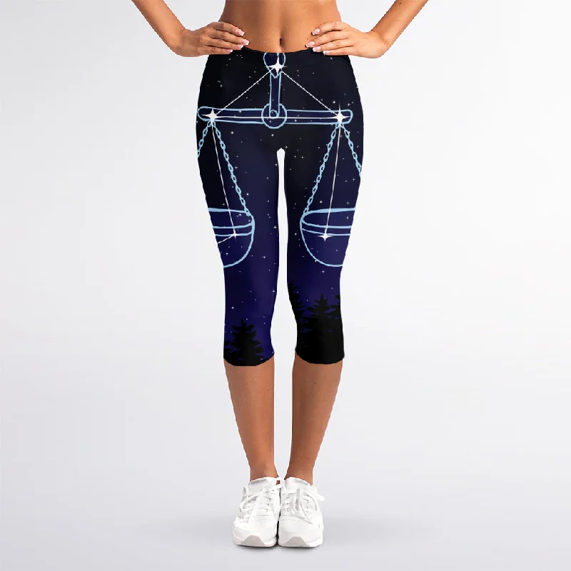 Savings Alert Libra Constellation Print Women's Capri Leggings