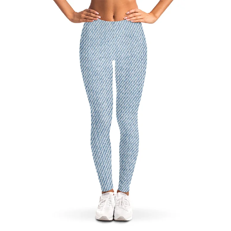 Unbeatable Prices Light Blue Denim Jeans Print Women's Leggings