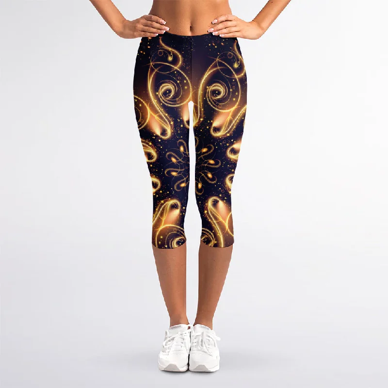 Bargain Prices Light Fractal Print Women's Capri Leggings